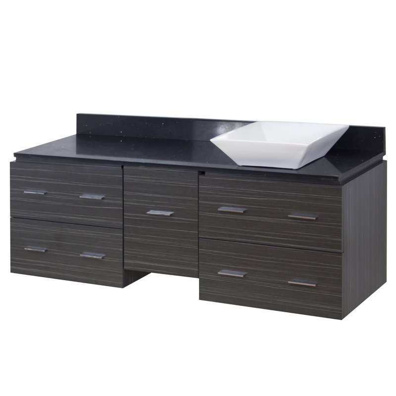 American Imaginations 60" Single Modern Wall Mount Bathroom Vanity Set